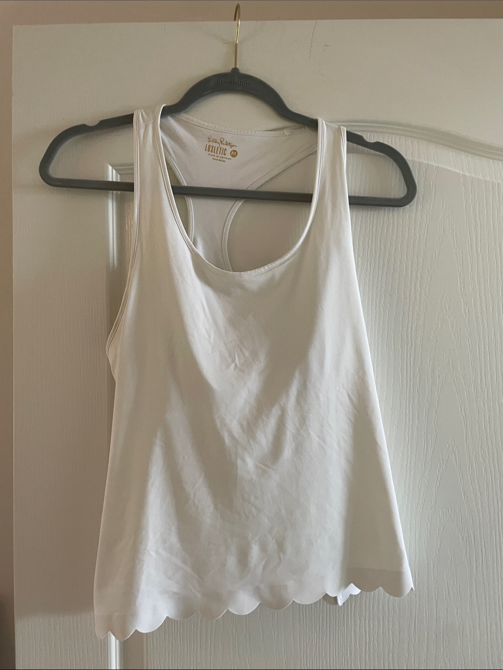 Lilly Pulitzer White Scallop-Hem Racerback Tank